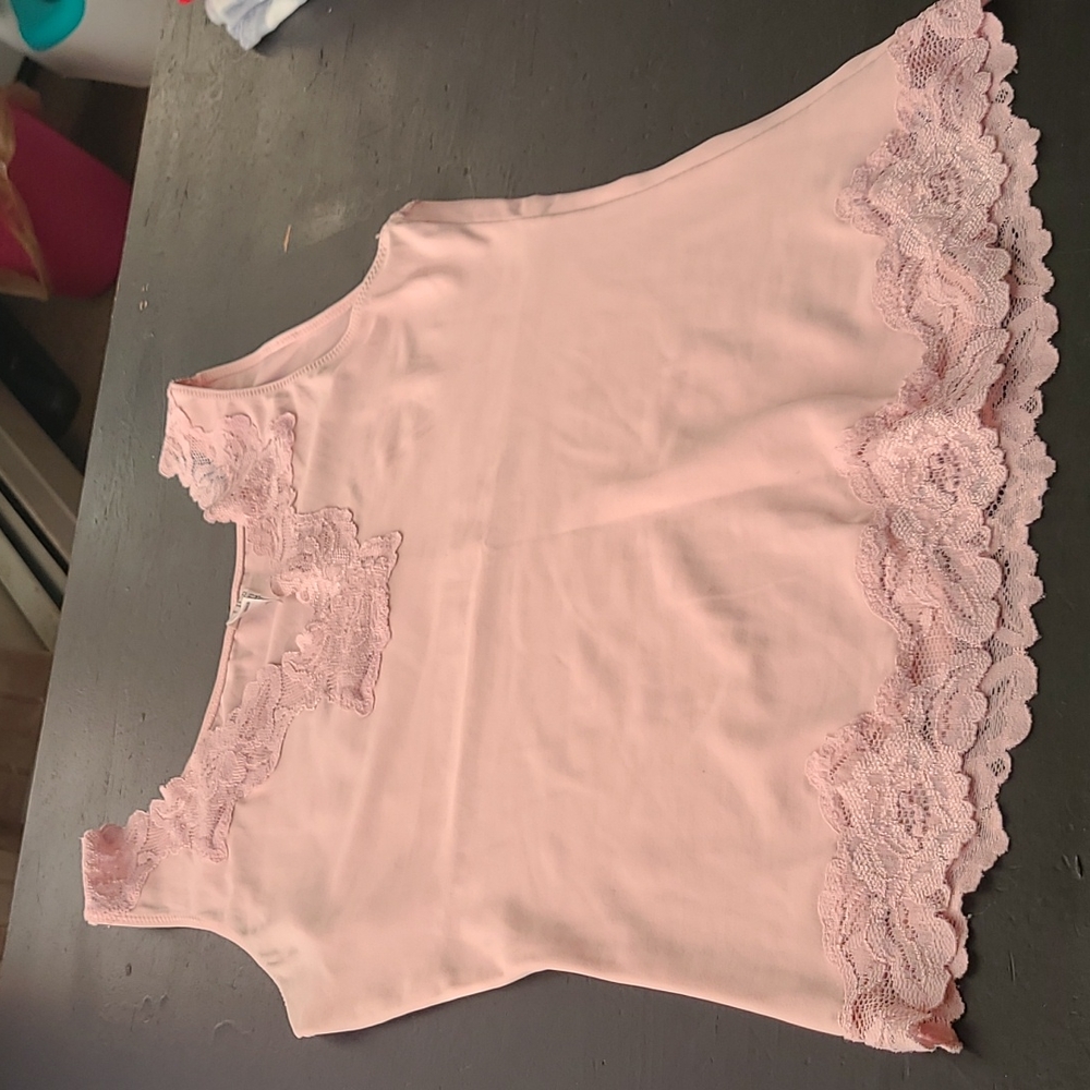Medium Light Pink lace bottom Tank Top